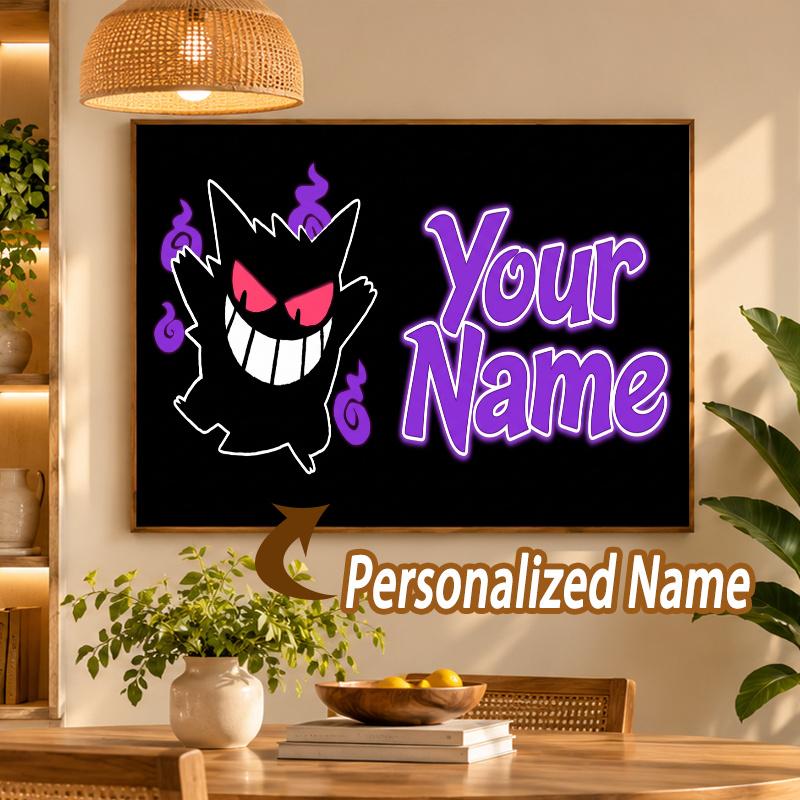 Gengar Custom Name Diamond Painting Personalized 5D Full Drill DIY Diamond Art Home Decor