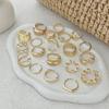 Salircon 20Pcs/Set Exaggerated Metal Irregular Lines Water Droplet Smooth Rings for Women Punk Knuckle Rings Couple Jewelry Gift