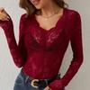 Spring New Long Sleeve Sexy Lace Shirts for Women Fashion Solid See Through Slim Fit Casual Blouses Women Street Elegant Crochet Lady Shirt Tops 26251