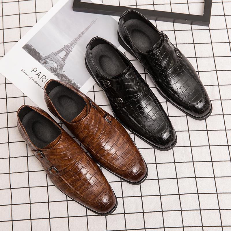 Mens Dress Monks Casual Leather Formal Fashion Wedding Designer Luxury Loafers Oxfords Business Shoes for Men with Free Shipping
