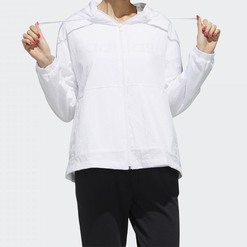 adidas Neo W ESNTL 3S WB Women's Hooded Windbreaker White Black FP7472