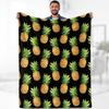 Colored Pineapple Blanket Tropical Fruit Blanket Cartoon Style Flannel Comfort Blanket