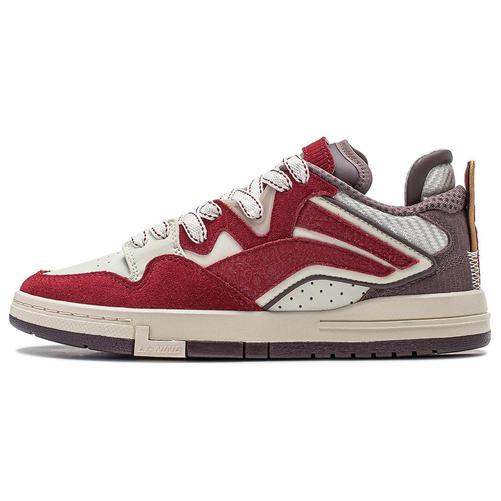 New LINING Wei Wu PRO Skateboard Shoes Women's Low top Cream White/Maroon AECU002-1