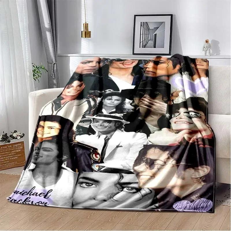 Custom Pop Music Michael J-Jackson Printed Flannel Blanket , Warm Soft Cozy Blanket Flannel Livingroom Home Decor Birthday Gi