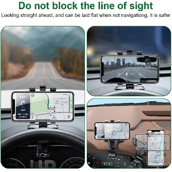 Universal Dashboard Car Phone Holder 360° Rotation Mobile Phone Stands Mount Rearview Mirror Sun Visor Clip In Car GPS