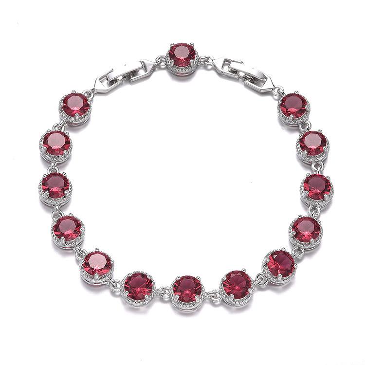 New European and American Round Zircon Bracelet Colored Gemstone Inlay Bracelet Crystal Bracelet for Women Zircon