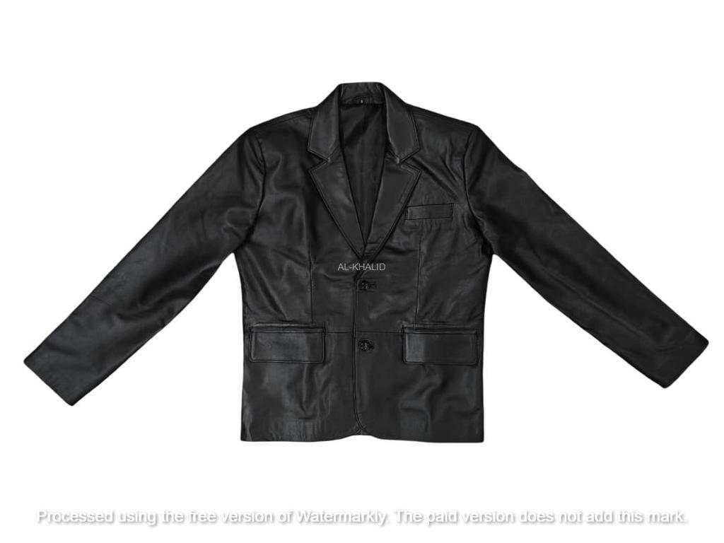 AL KHALID CLASSIC New Men's Black Leather Blazer 100% Pure Lambskin Stylish Slim Fit Blazer