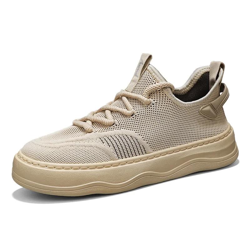 Solid-color Ultra-light and Fashionable Fly-woven Elastic Fabric Mesh Breathable Rubber Low-top Soft-soled Pulsatile Shoes