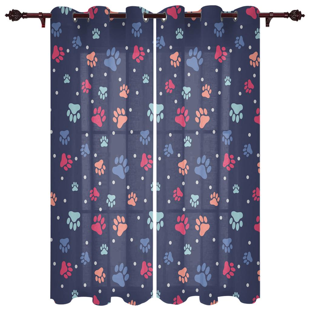 Colour Dog Paw Print Window Curtains Curtains for Living Room Decorative Items Living Room