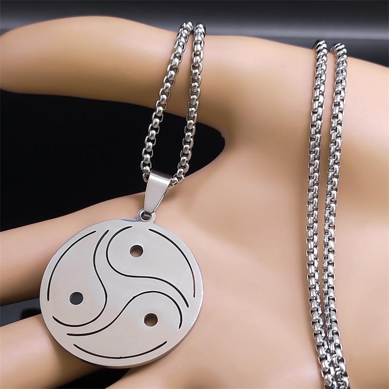 Trendy BDSM Symbol Pendant Necklace for Men Women Stainless Steel Silver Color Necklace Hip Hop Party Chain Jewelry N8096S06