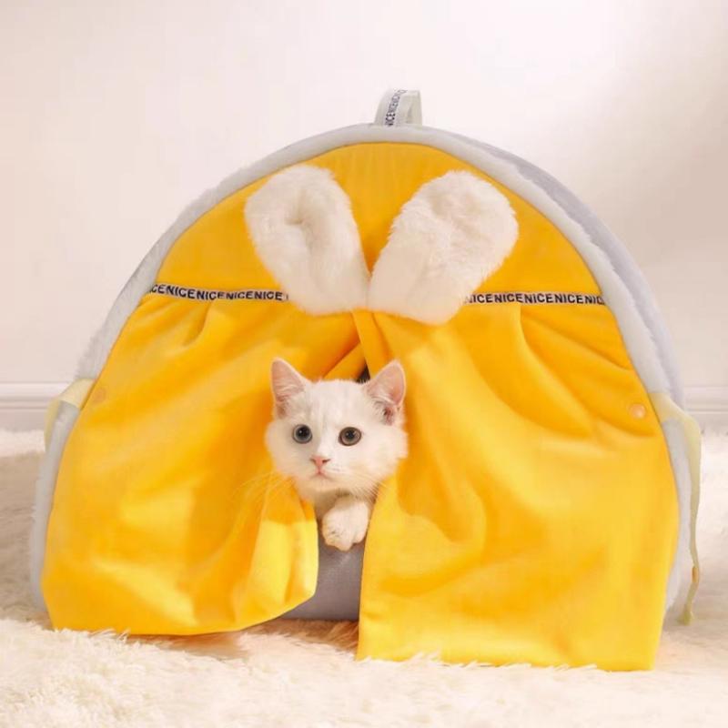 Maison chaude d'hiver pour chat, grotte de couchage Super douce et confortable, épaisse, chaton mignon, chiot, tentes coupe-vent, lit pour chat, nid, fournitures pour animaux de compagnie