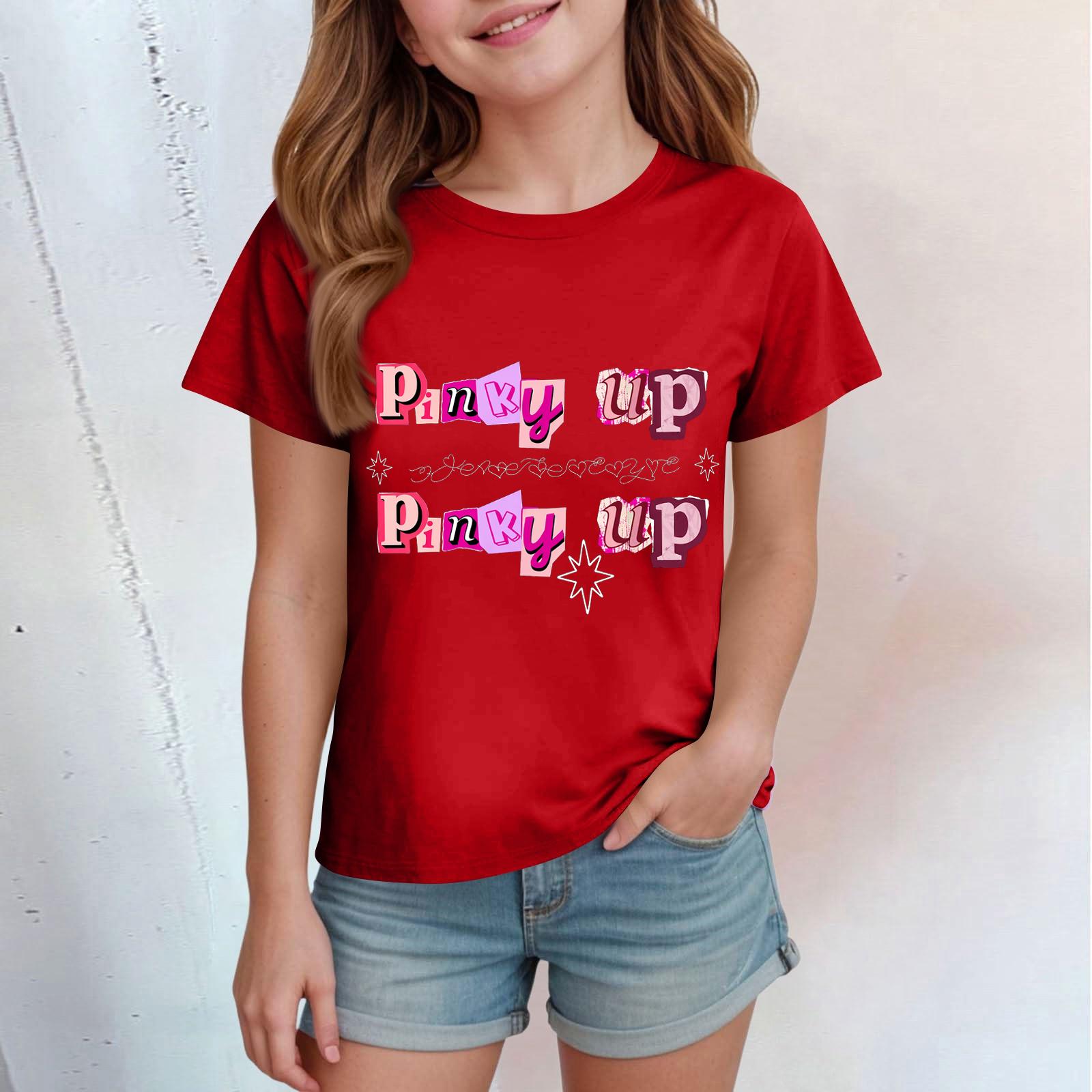 

Kids Graphic Print Crew Neck Short Sleeve T-Shirt Casual Fit Comfortable Material Durable Stitching Suitable for Everyday Wear 130 червоний
