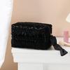 Cotton Makeup Bag Zipper Closure Large Capacity Cosmetic Pouch Cotton Check Lining Small Items Makeup Case