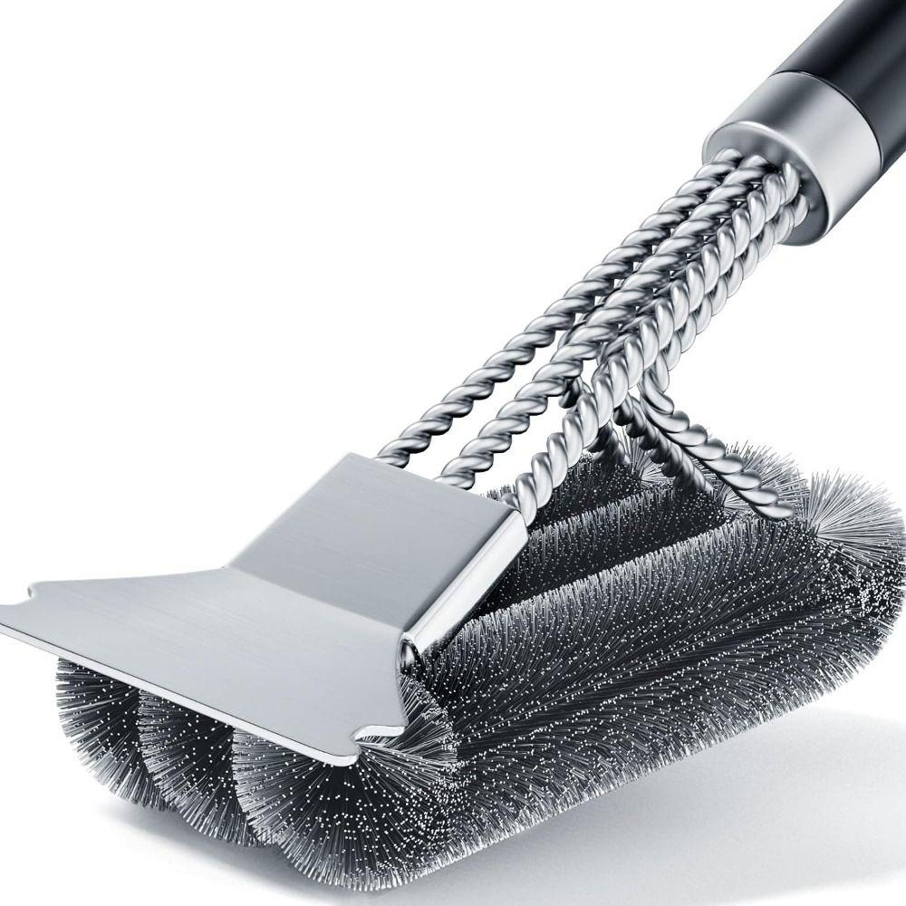 

Handle Scraper Stainless Steel Wire Bristle BBQ Cleaning Brush Kit Lightweight Grill Brush Cooking
