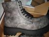 Reißverschluss High Top Herren Grau Britischer Cowboy Leder Hohe Sohle Herrenschuhe Mittelhoch Lokomotiv-Tooling Sneakers Stiefel