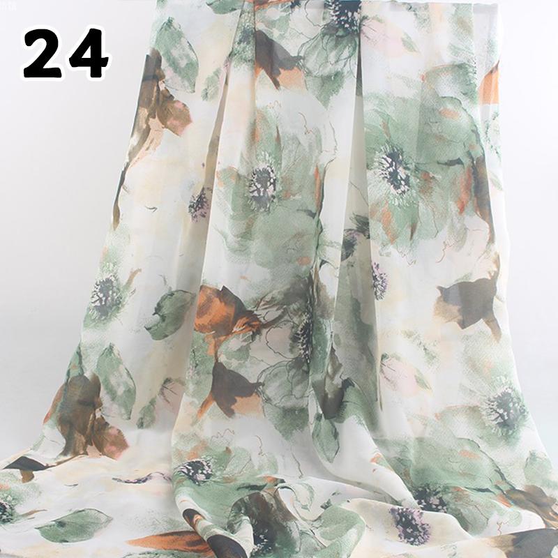 1M 75D Retro Flower Chiffon Fabric Breathable Thin And Light Draped Fairy Designer Fabric For Diy Sewing Summer Dress Shirts