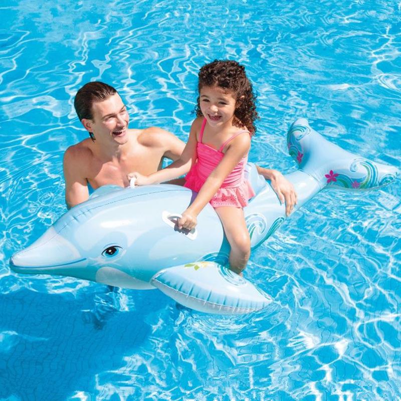 Dolphin Ride-On Pool Float Inflatable Toy for Kids Water Park Surfing Cartoon Float