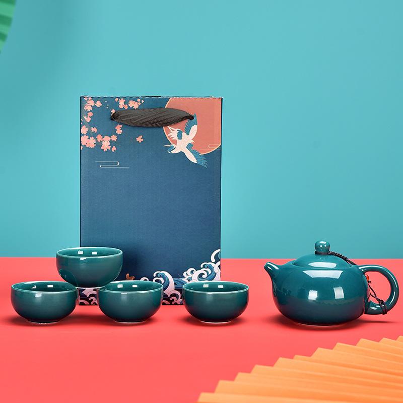 Guochaofeng Teeset Kung Fu Reise-Teeset Geschenkbox mit begleitenden Geschenken zur Geschäftseröffnung