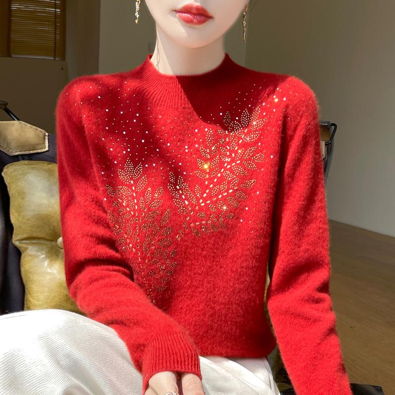 Women's Cashmere Sweater Qinghe Cashmere 30% Cashmere 70% Wool Autumn and Winter Pullover Warm and Fashionable