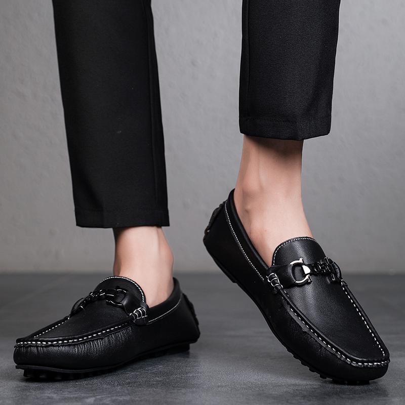 Fashion Italian Mens Shoes Casual Brand Summer Men Loafers Split Leather Moccasins Comfy Penny Shoes Classic Slip On Boat Shoes