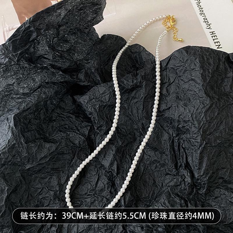 French pearl necklace simple commuter versatile collarbone chain design sense creative necklace women
