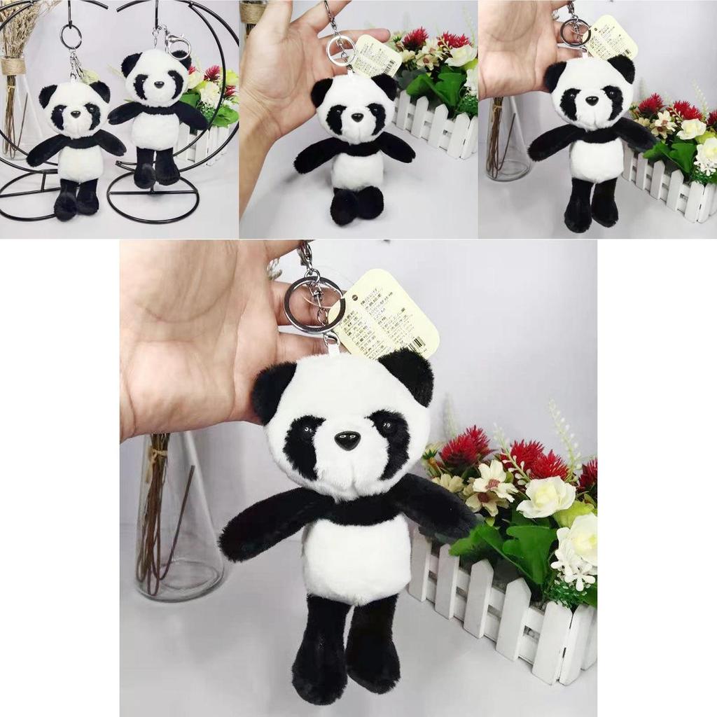 Sweet Panda Plush Doll Keyring Ultra Soft Short Fur Cute Keychain For Kids