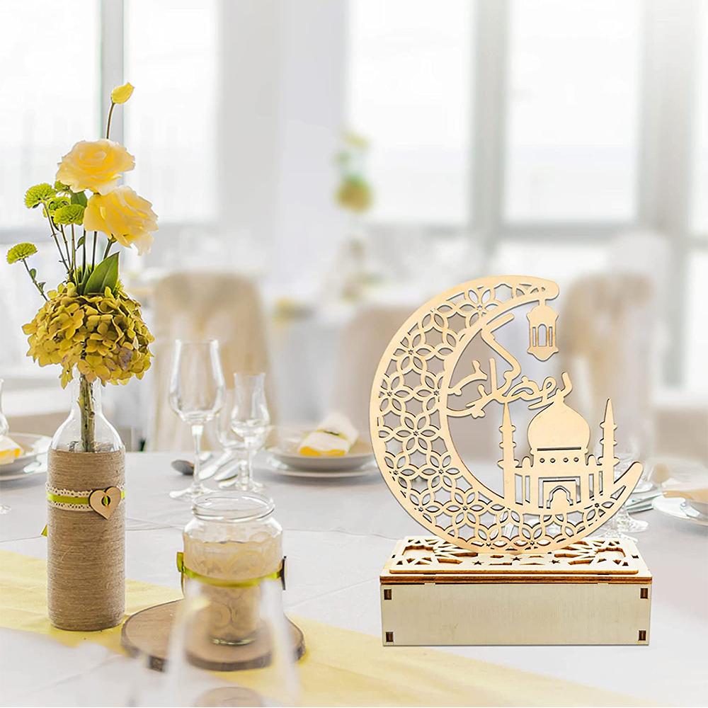 DIY Ramadan Eid Wooden LED Lights for Ramadan Outdoor Home Mubarak Decorations