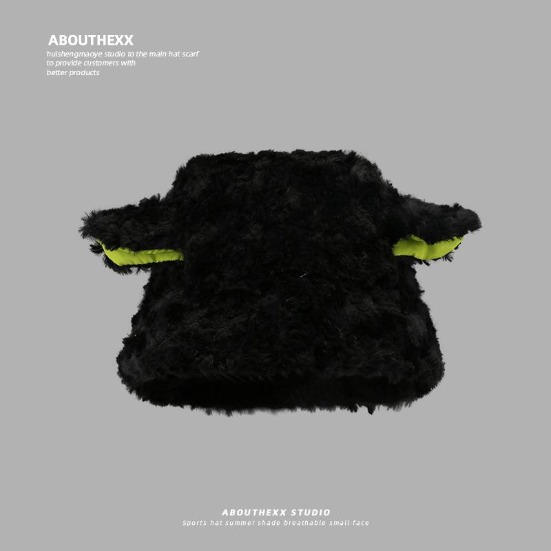 Cappello di Lana Carino con Orecchie d'Orso Giapponese per Donna in Autunno e Inverno Nuovo Caldo Cappello a Maglia che Mostra il Viso Protezione per Collo e Orecchie Cappello