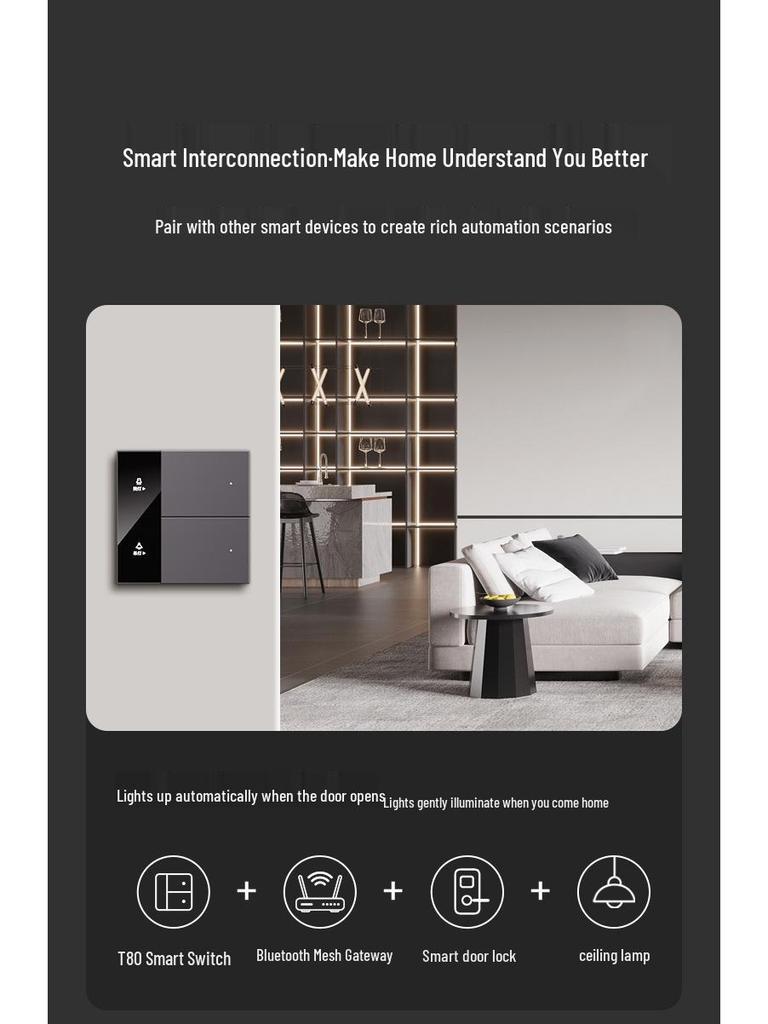 Przełącznik Smart Premium z Wyświetlaczem Ekranowym dla Aplikacji Mijia ze Sterowaniem Głosowym, Wersja Zero-N, Inteligentny Panel do Całego Domu