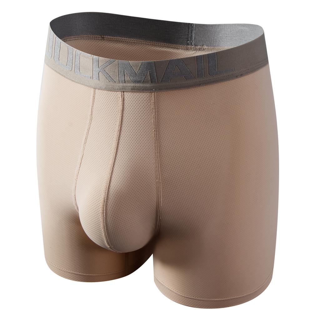 Boxer JOCKMAIL atmungsaktive Mesh-Unterhose mit langen, flachen Ecken, niedrige Taille, Sport-Hodensack für bequeme Boxershorts, tägliche Freizeit, bequeme Badehose