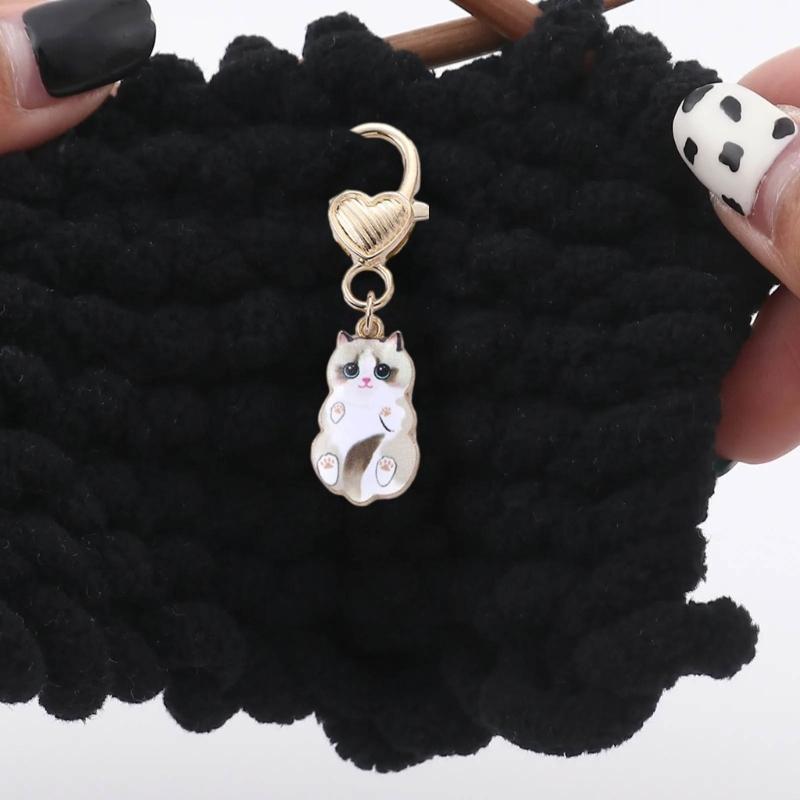 5 uds./juego Marcadores de Puntos de Ganchillo Esmaltados de Gato Accesorios de Costura Ganchos de Ganchillo Metálicos Herramientas de Tejido para Marcar Manualidades DIY