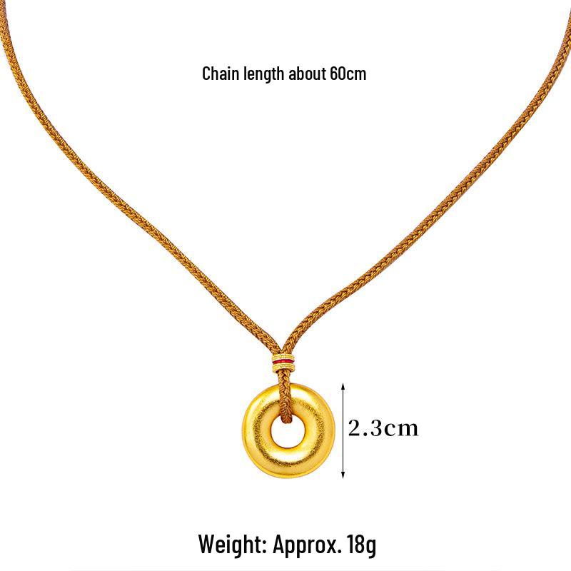 Vietnamese Gold Pendant Necklace: New Chinese Style, Women’s Safety Buckle Design, Long-lasting Color Jewelry