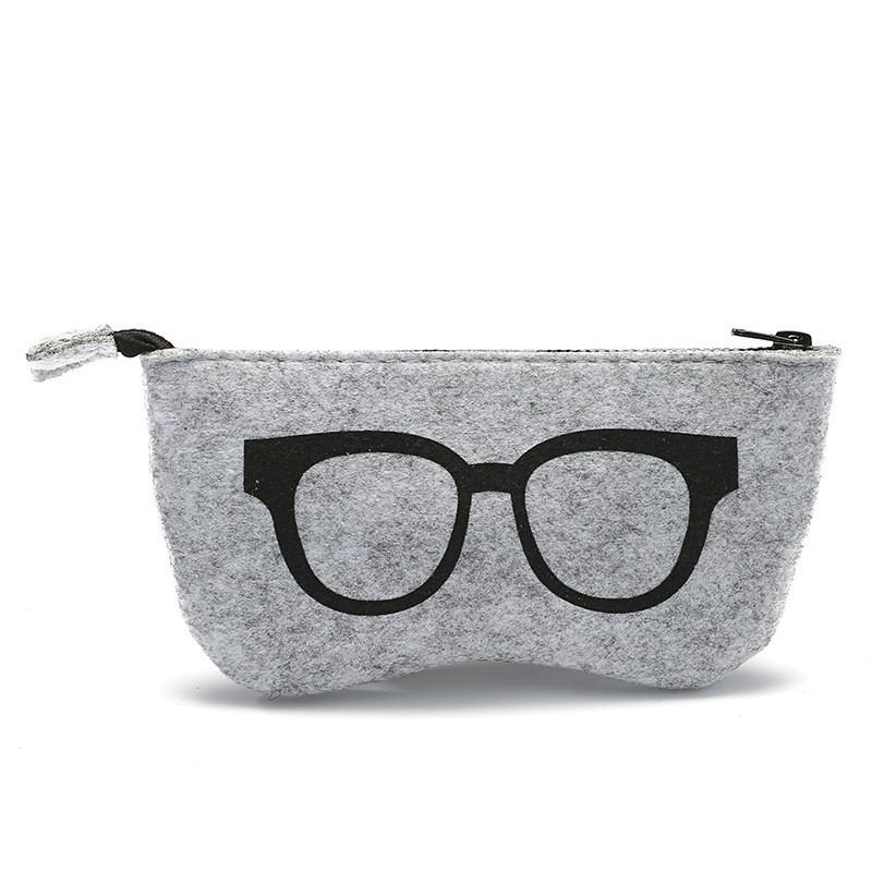 1pc Unisex Felt Glasses Bag Portable Glasses Storage Bag Travel Sunglasses Eyeglass Organizer Pencil Case Makeup Bag with Zipper