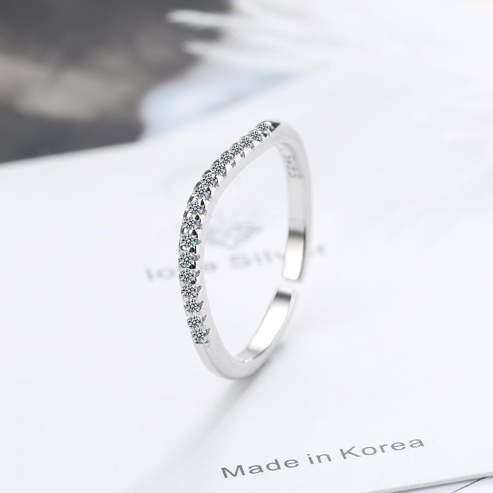 New 925 Sterling Silver Ring AAA Zircon Adjustable Simplicity Fashion Exquisite Women Jewelry Accessories Wedding Party Gift