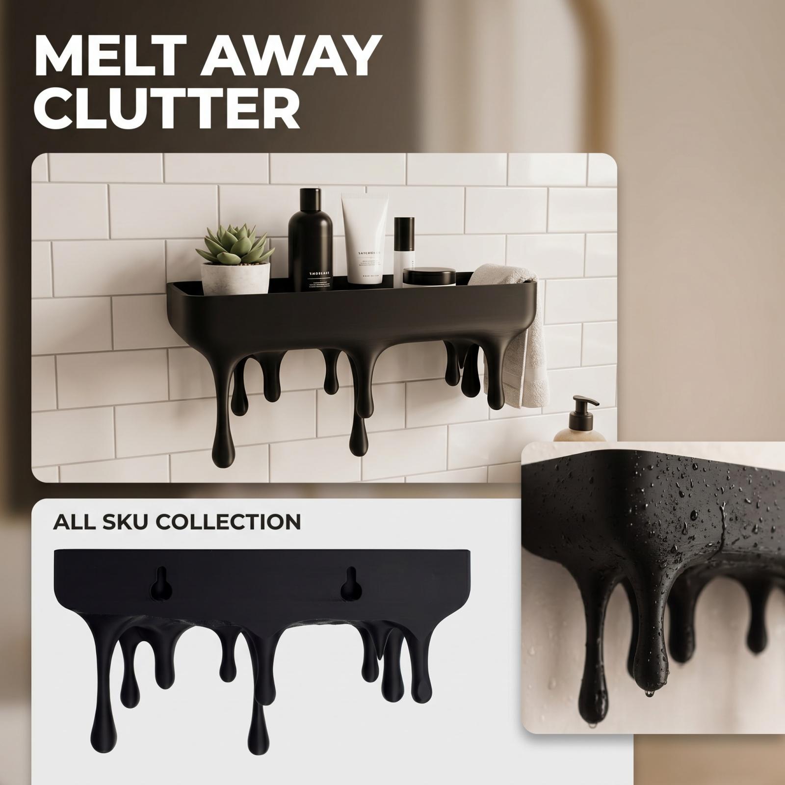 3D Printed Dripping Melting Style Wall Shelf Bathroom Storage Rack Modern Design Minimalist Organizer for Home and Office One Size