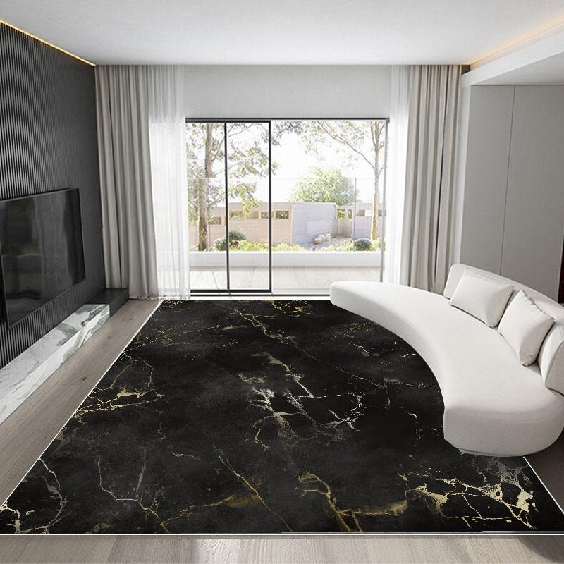 Luxury Marble Carpets for Living Room Gold Home Decor Washable Floor Mat Tapis