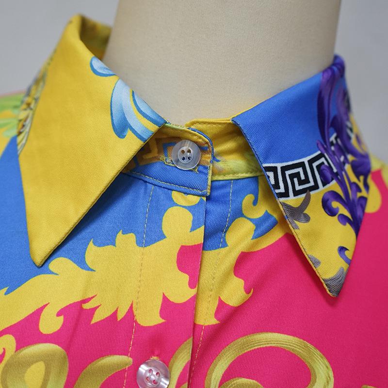 Plus Size Women's Lapel Colorful Print Fashion Sexy Two Piece Suit