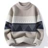 Sweater Men's Semi High Neck Thick Trendy Brand Autumn and Winter Knitted Base Sweater with Warm Clothing Underneath