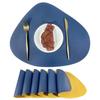 PU Leather Table Mat Imitation Cowhide Pattern Flatware Place Pad Modern Placemats  Home Decor