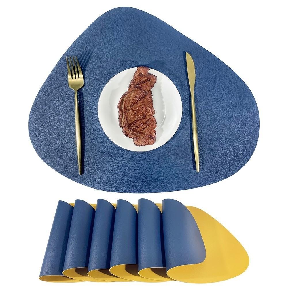 PU Leather Table Mat Imitation Cowhide Pattern Flatware Place Pad Modern Placemats  Home Decor