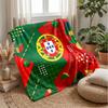 Portugal Football Printed Flannel Blanket Skin Friendly Warm Decorative Throw for Indoor Couch Bed Daily Use