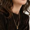 Vintage geometric square brand love zircon necklace women's niche double-layer snake bone chain sweater
