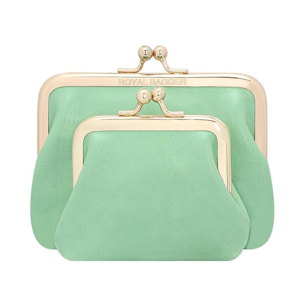 Royal Bagger Mini-Geldbörse für Damen, einfarbige Geldbörse mit Kreditkartenhalter, Aufbewahrungstasche aus Vintage-Leder mit Kiss Lock 1655