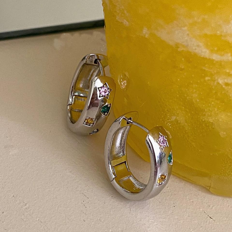 Colorful Rainbow Ring Earrings for Ladies, Crystal Charming Wedding Earrings for Ladies, Perforated Jewelry Gifts.