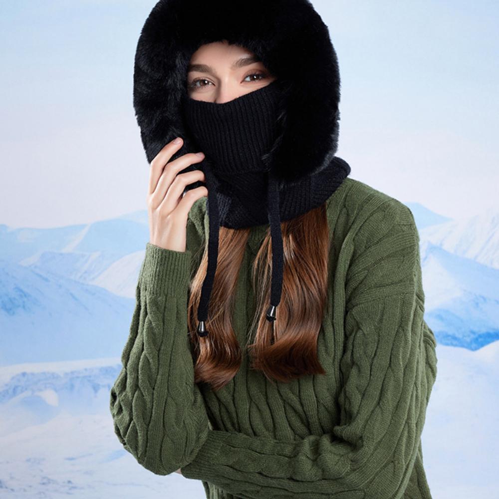 Winter Hat Plush Lining Women'S Woolen Hat Knitted Hat Solid Color For Electric Bike Commuting Winter