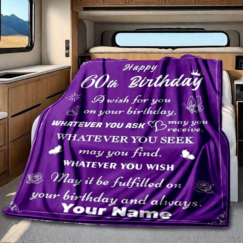 60Th Birthday Blanket Personalized Name Soft Comfortable Stylish Blanket Car Blanket Perfect For Travel Camping Outdoor Home Suitable For All Seasons