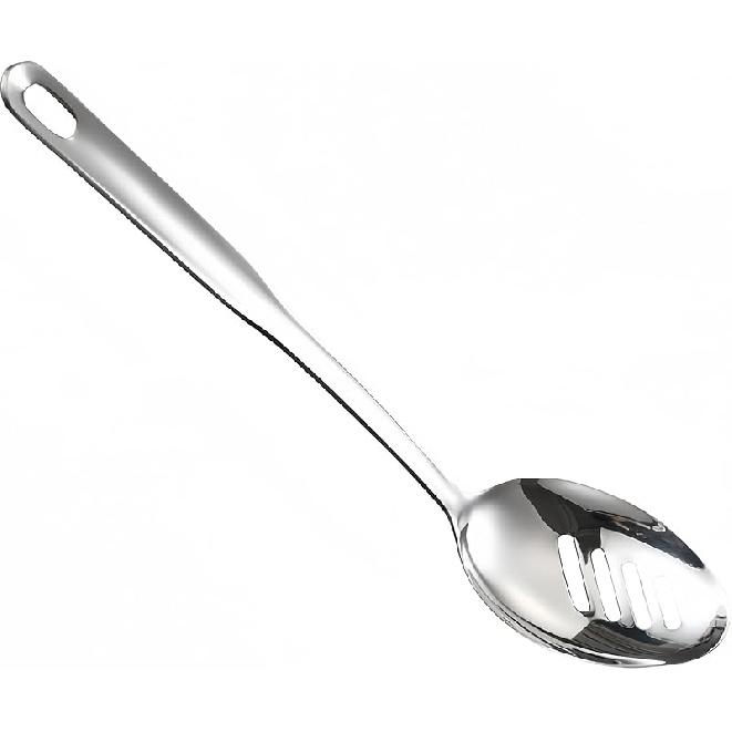 IMEEA Large Cooking Spoon SUS304 Stainless Steel Metal Serving Spoon for Mixing, 12.8-Inch Slotted Spoon