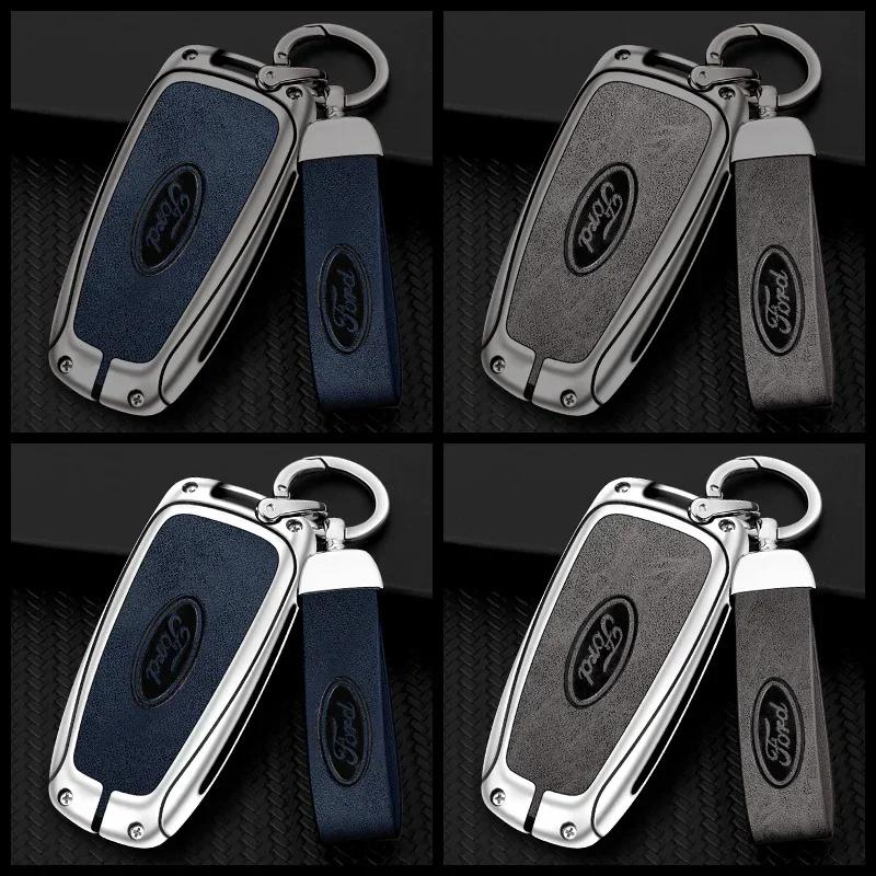 New 2026 Car Sticker Ford New 2025 Hot Car Key Case Cover Leather Shell For Ford Fusion Edge Mustang Explorer Expedition Bronco