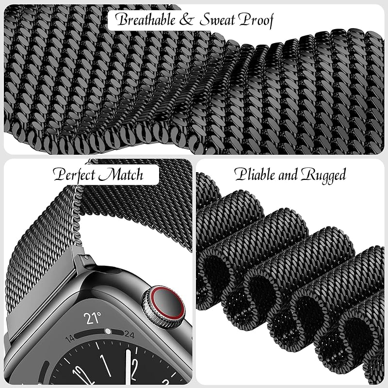 Milanese Band For Apple Watch Ultra 2 49mm 45mm 46mm 44mm 40 42 41mm 38mm Bracelet For iWatch Series 10 9 3 4 6 5 SE 7 8 Strap