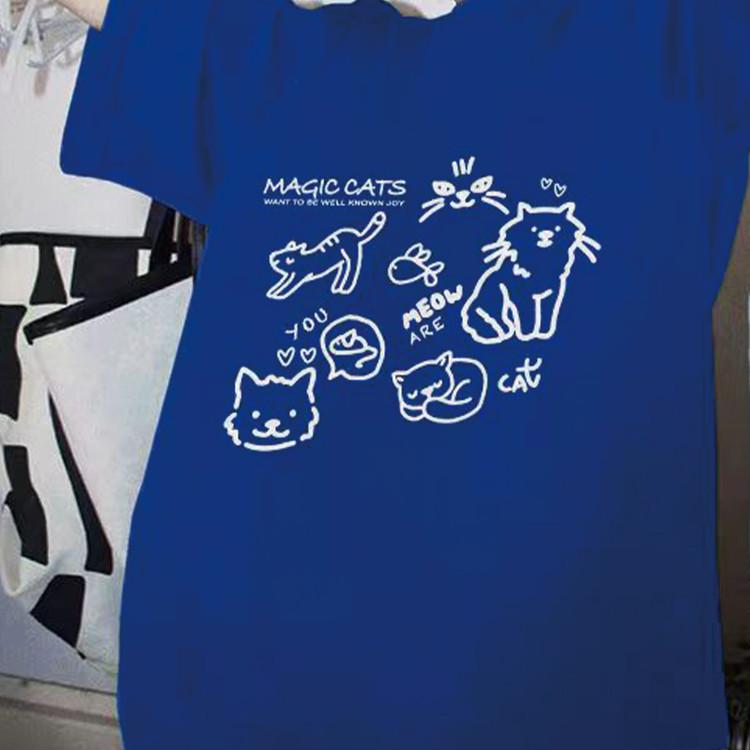 Summer Lazy Cartoon Printed Loose T-shirt for Women